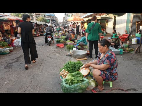Walk Around Street Food Market @Kandal Market - Evening Daily LifeStyle of Vendors in Market