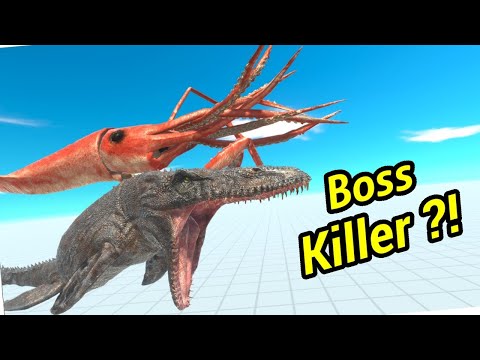 Mosasaurus with colossal squid vs boss with miniboss animal revolt battle simulator