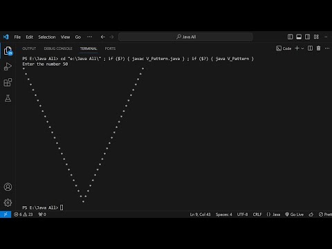 Java Program V Pattern Print User Input For Visual Studio Code Vs Code Coding