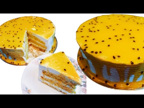 Passion Fruit Cake: without oven: passion fruit glaze: malayalam: fruit cake:Shyna's tasty things:
