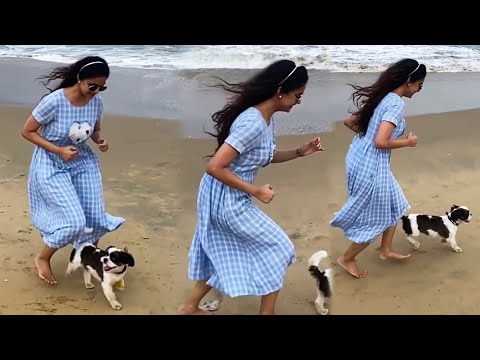 VIRAL VIDEO : Keerthi Suresh Playing With Her Baby boy in Beach | Picnic Day | Celebrities Pets