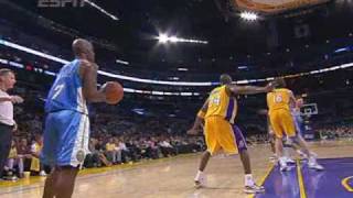Chauncey Billups Throws the Inbound Pass Off of Kobe Bryant's Back