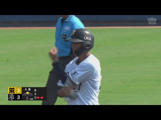 【ファーム】レフトの頭上を越える!! バファローズ・元謙太 タイムリー2ベースヒットで同点!!  2024年8月3日 オリックス・バファローズ 対 阪神タイガース