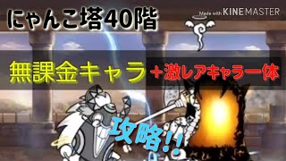 【にゃんこ大戦争】にゃんこ塔40階  無課金キャラと、ガチャキャラ1枠だけ攻略!!【にゃんこ塔】