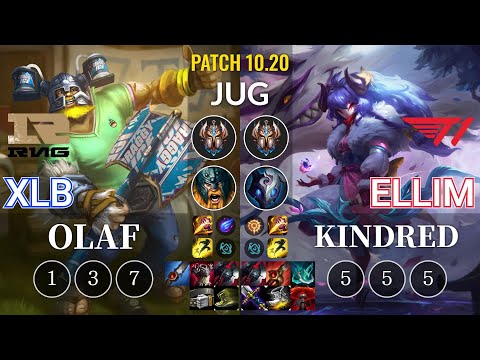 RNG XLB Olaf vs T1 Ellim Kindred Jungle - KR Patch 10.20