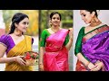New MIXnMATCH SAREE WITH CONTRAST BLOUSE Ideas For Festival Season Wedding Kanchipuram Silk Sarees
