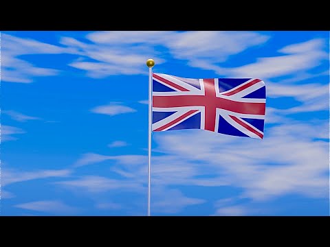Flag of Great Britain Waving For 1 Hour