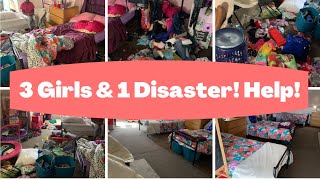 COMPLETE DISASTER CLEAN WITH ME / 3 GIRLS IN 1 ROOM / MOTIVATIONAL CLEANING / SMTV