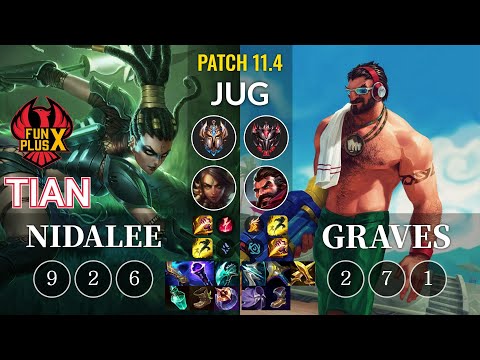 FPX Tian Nidalee vs Graves Jungle - KR Patch 11.4