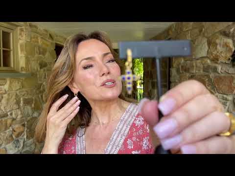 Diamond Hoop Earrings with Bezel Lapis across Charms