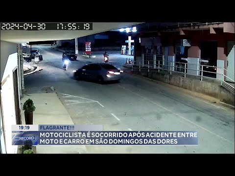 Flagrante! Motociclista é Socorrido após Acidente entre Moto e Carro em São Domingos das Dores.