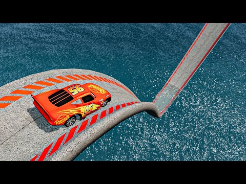 Impossible Weird Wave Bridge Crossing Cars Vs Deep Water - BeamNG.Drive