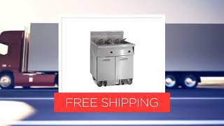 Imperial IFSSP250EUC (2) 50 lb. Fryers Electric Floor Fryer with Computer Controls and Built-In Space Saver Filter System