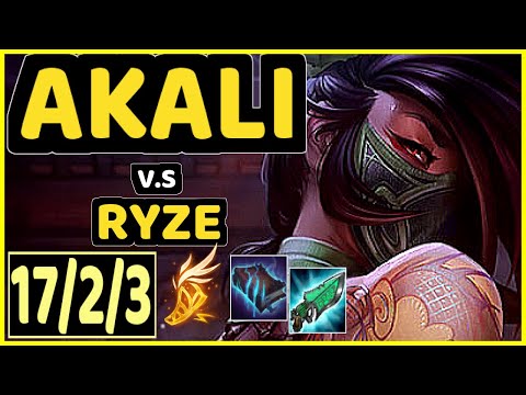 GREVTHAR (AKALI) vs RYZE - 17/2/3 KDA MID CHALLENGER GAMEPLAY - BR