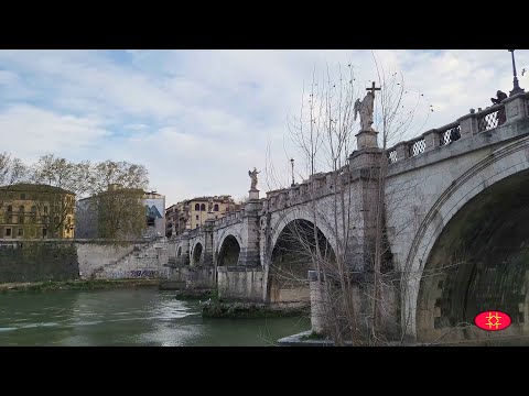 Roma 4k da Ponte Sant'Angelo a Ponte Umberto I lungo il Tevere