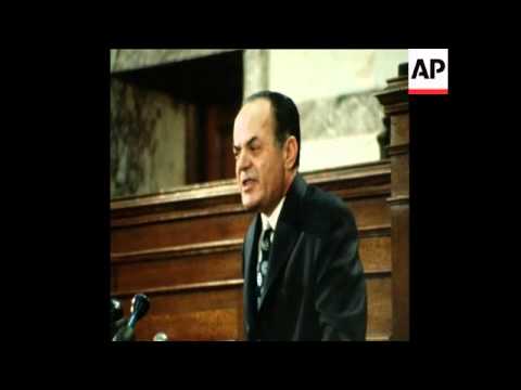SYND 17-12-72 GREEK PRIME MINISTER GEORGIOS PAPADOPULOS SPEAKS IN PARLIAMENT