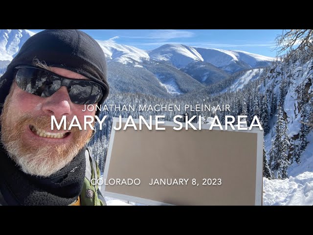 Jonathan Machen Plein-Air drawing, Mary Jane Ski Area 1-8-23