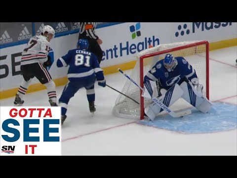 GOTTA SEE IT: Puck Takes Two Strange Bounces Before Sliding Past Vasilevskiy