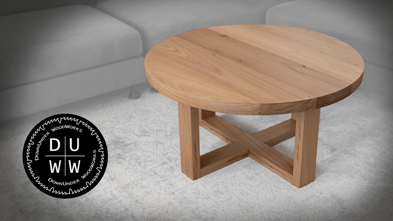 Watch video Making a modern round coffee table from rough old timber Now Making a modern round coffee table from rough old timber