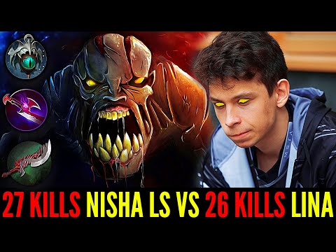 👉 NISHA Lifestealer Carry With 27 Kills Crazy Game VS 26 Kills Lina Mid - 70 000 Auto Attack DMG