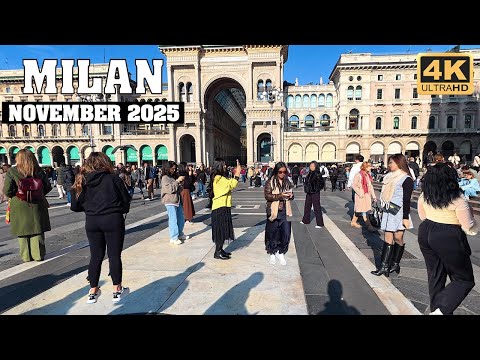 4K Sunny Day Walk In MILAN ITALY  November 2025 | Ultra HD City Street Vibes & Travel Inpiration