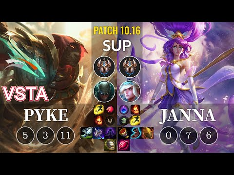 HLE Vsta Pyke vs Janna Sup - KR Patch 10.16