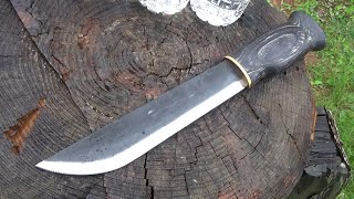 Finnish Leuku Knife Slays Bottles, Wood Jewel Black Bowie (WJ23LEMU) Preview/Overview ($55-75)