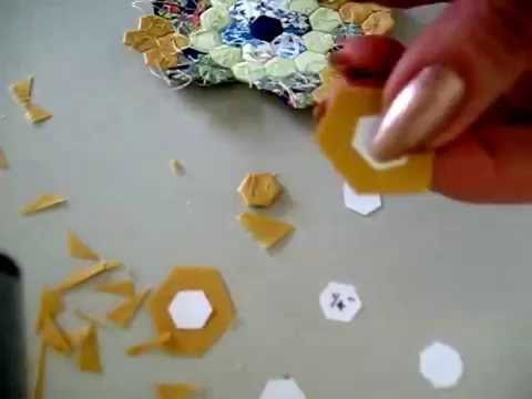 How to sew miniature hexagon patchwork (1/4") demonstration. Part 1.