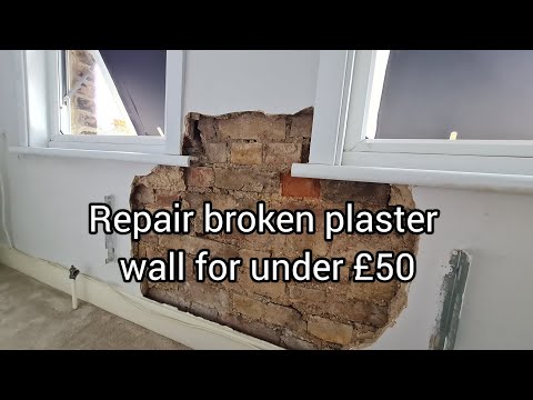 Blown wall plaster repair with hardwall plaster directly on to brick for under £50