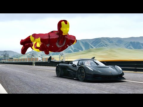 100000 HP Koenigsegg Jesko Black Devil vs Iron Man Mark 46 at Special Stage Route X