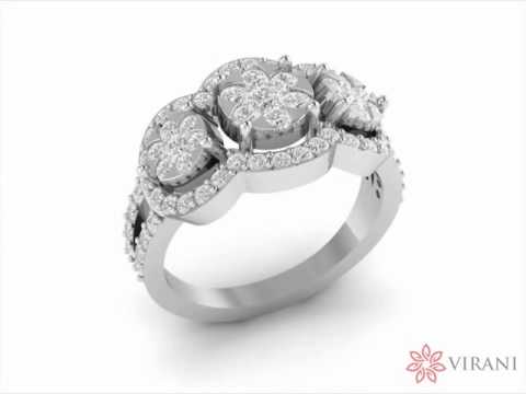 Tri Cluster Diamond Ring - 3D - Virani