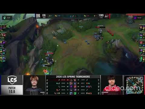 Ssumday Sett monster double kill vs EG - LCS Spring 2020 Week 9 Tiebreaker 100 Thieves