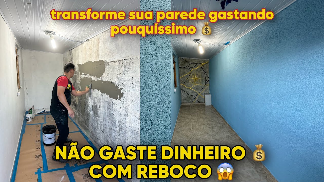 NÃO GASTE DINHEIRO 💰 COM REBOCO NA SUA PAREDE: ARGAMASSA E TEXTURA você pode transformar 🫵