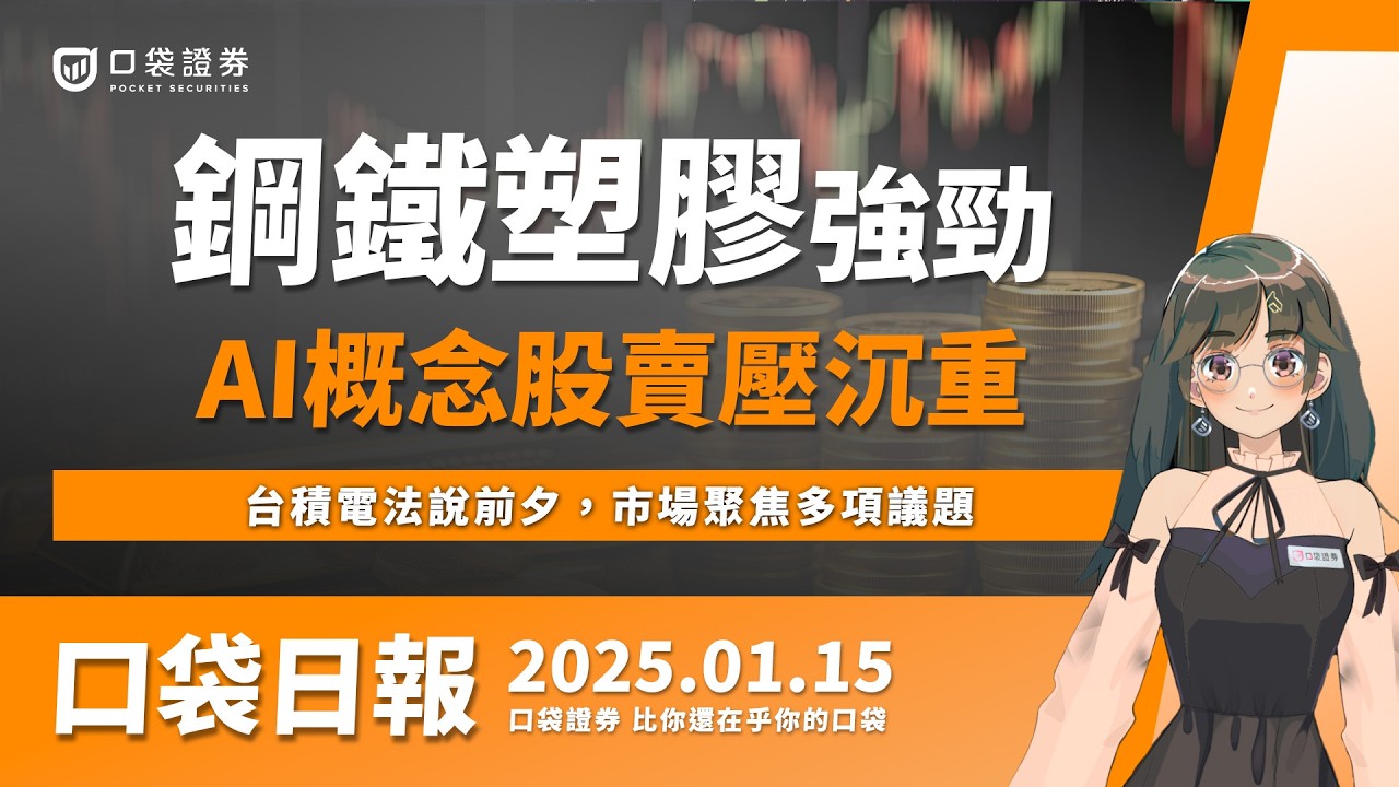 【口袋日報】鋼鐵塑膠強勁,AI概念股賣壓沉重,台積電法說前夕,市場聚焦多項議題!2025.01.15