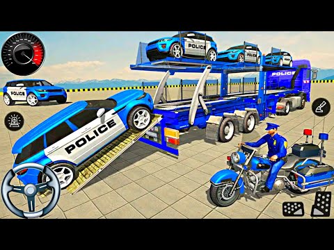 Us Police Car Transporter Trailer🚓Truck Driver 3D _Mobile Games#1 || Gladiator Games