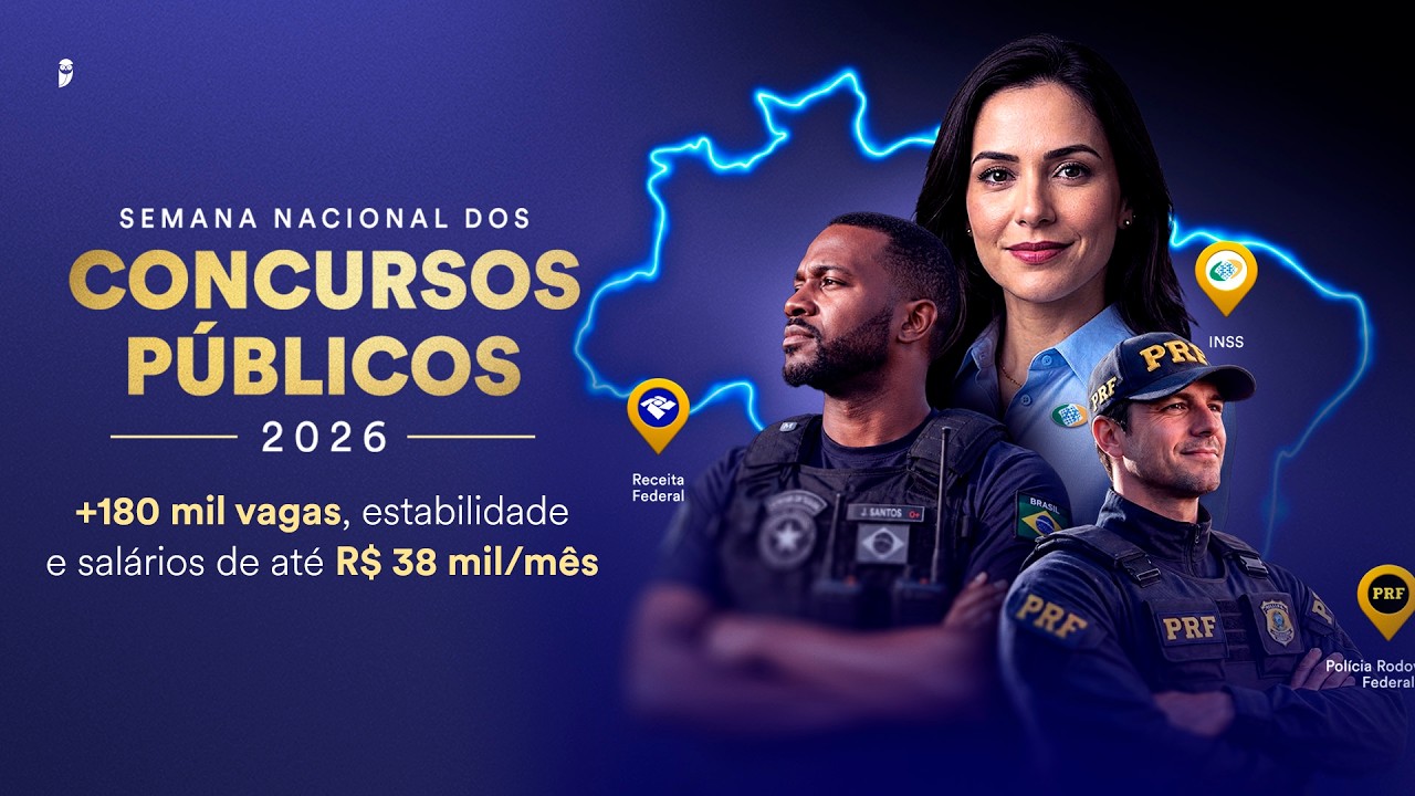 Semana Nacional dos Concursos Públicos 2026: 180 mil vagas, estabilidade e salários de até R$ 38 mil