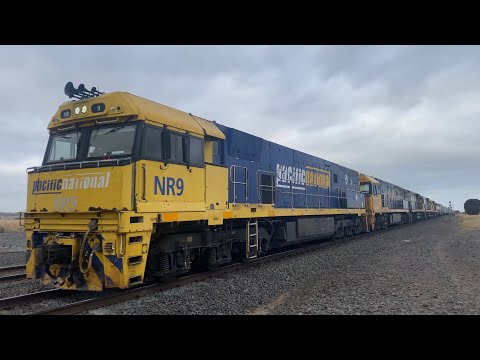 1MP2 Pacific National Steel train with five NR’s NR9 NR20 NR43 NR38 NR112 at Gheringhap 9/2/2025