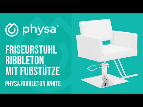 Video - Friseurstuhl Ribbleton mit Fußstütze - Sitzhöhe 45 - 55 cm - 150 kg - weiß