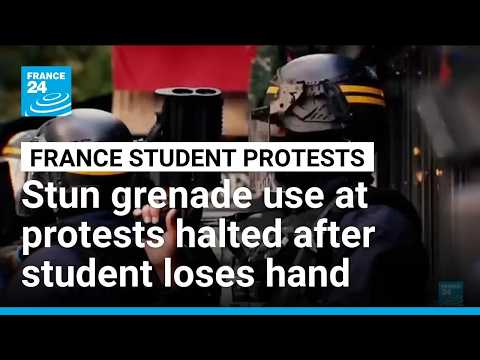 France suspends stun grenade use at student protests after pupil loses hand