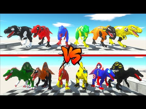 T-rex vs Spinosaurus Superheroes In Hunting Speed ​​Race Championship Animal Revolt Battle Simulator