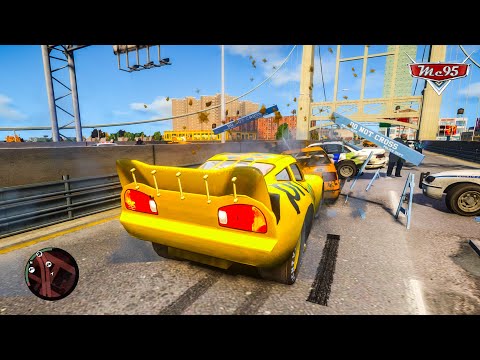 Crazy Rayo Lightning McQueen Pro Yellow Car Crashes Ep.3 - GTA 4
