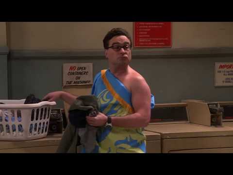 leonard wearing sheldon flag