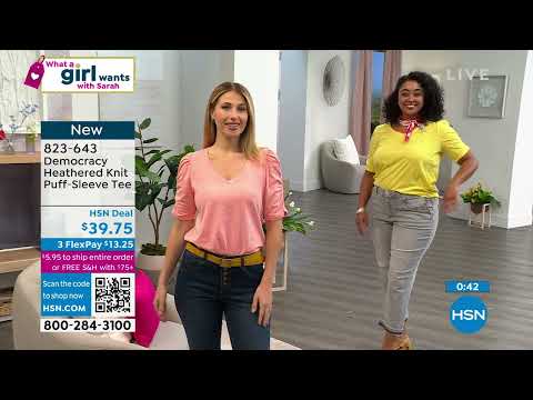 Democracy Heathered Knit PuffSleeve Tee