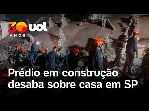 Prédio em construção desaba sobre casa e deixa mortos e feridos na Penha, zona leste de SP; vídeo