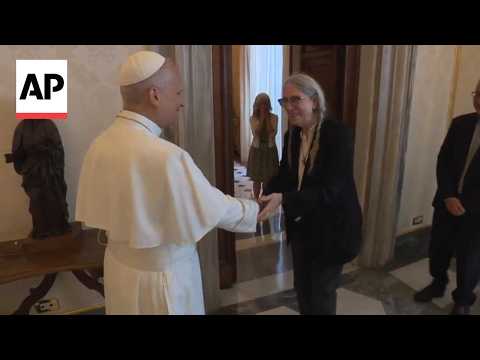 Video Thumbnail: A giddy Patti Smith meets Pope Leo XIV and says 'Hi'