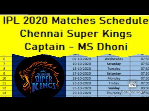 CSK - IPL2020 - Match Schedule List.