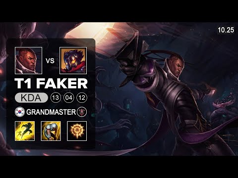 T1 Faker Lucian Mid vs Viktor - KR Grandmaster Patch 10.25