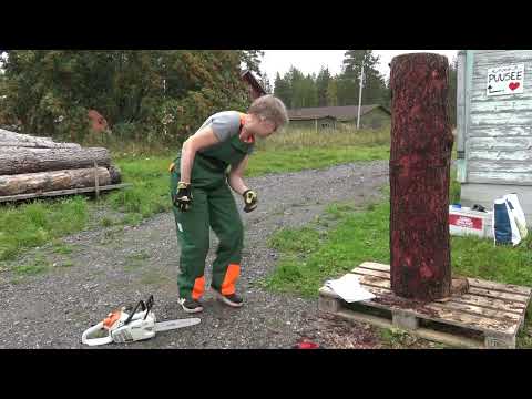 Moottorisahan käynnistys naisille