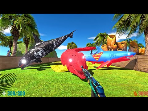 FPS DEATH RUN JUNGLE vs FLASH MOSASAURUS with HP Bar - Animal Revolt Battle Simulator ARBS