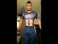 Teen 18yo flexing moscular bodybuilder | Compression T-shirt Captain America | Under-armour​